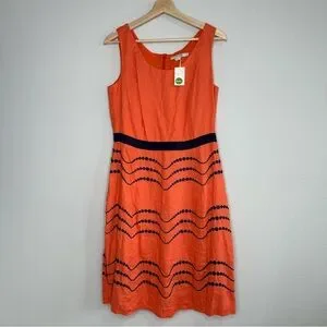 chinese dress ladies Florence Linen Blend Dress-Orange, Ornamental Garden